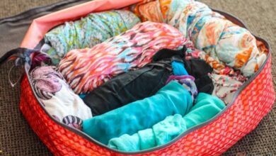 clothing in a travel pack