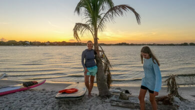 Sunset paddle board