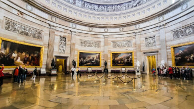 Round rotunda room inside the US Capitol Building in Washington DC