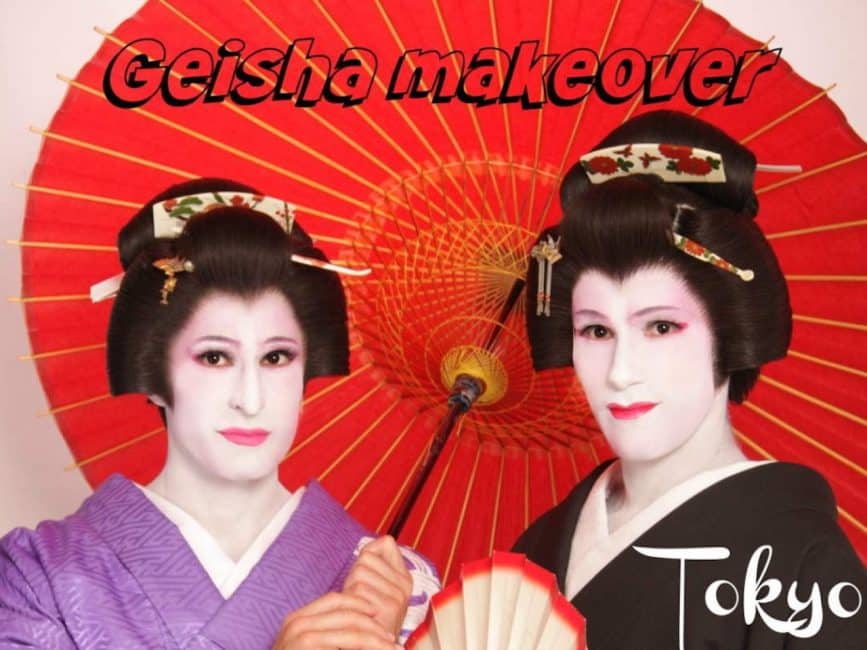 Männliche Geisha Transformation in Tokio, Japan